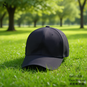 Cappellino da Baseball Nero Tinta Unita Unisex per Protezione Solare all'Aperto - Product Image 2