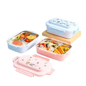 不锈钢午餐便当盒便携式儿童学生办公室隔热可重复使用可爱儿童午餐食品储存容器
