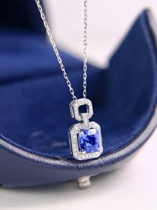 Collier pendentif Xinfly en or 18 carats avec diamant naturel de 0,1 ct et saphir du Sri Lanka de 1,12 ct, chaîne en or Au750, style classique, cadeaux de fiançailles - Product Image 4