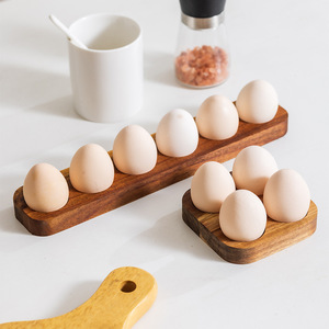 Acacia Wood Egg Storage Box Divided Design <b>Kitchen</b> Freshness Preservation Minimalist Style - Product Image 1