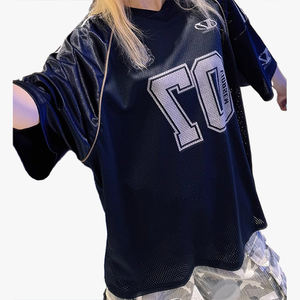 Camiseta de Hockey sobre Hielo Personalizable, Ropa Urbana para Hombre, Malla Transpirable, Manga Larga, Estampado de Letras, Top Deportivo - Product Image 1