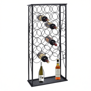 Estante para vino de metal con capacidad para 28 botellas, diseño industrial, resistente al óxido, forma rectangular, para almacenamiento en el hogar o bar. - Product Image 1