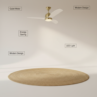 Ventilateur de plafond en métal à moteur DC de 20 pouces, 6 vitesses, télécommande, lumière LED à 3 couleurs réglables (3000K-6000K), fonctionnement silencieux, design moderne