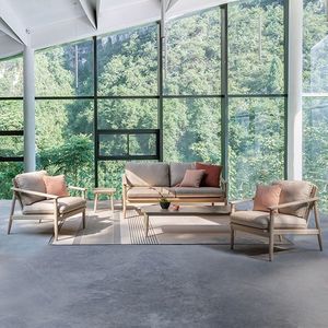 Ensemble modulaire de salon de jardin en teck massif, finition naturelle vieillie, sur mesure, pour hôtel et villa, Foshan - Product Image 2