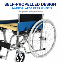 Fauteuil roulant multifonctionnel 2-en-1 avec siège rembourré en PVC, cadre en acier chromé durable, certifié CE, capacité de 100 kg pour les personnes âgées