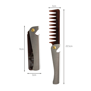 Peine de acero inoxidable plegable de dientes anchos para peinado <span class=keywords><strong>pompadour</strong></span> y slick back, ideal para barbería y cuidado personal masculino. - Product Image 3