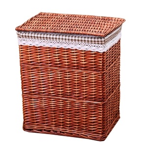 Natural hand-woven Household storage willow laundry basket