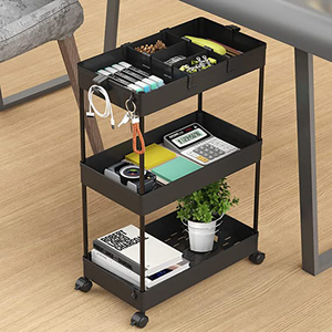3 Tier Rollende Utility Cart Met Afsluitbare Wiel Keuken Opslag Ambachtelijke Serveerwagen Nail Salon Organizer <span class=keywords><strong>Trolley</strong></span> - Product Image 3