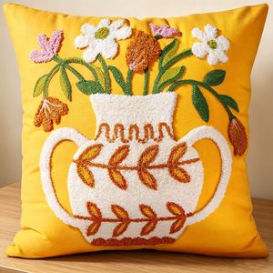 Funda de almohada de algodón con diseño de girasol, estilo minimalista moderno, última funda de cojín de girasol para sofá de sala de estar. - Product Image 4