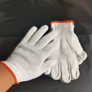 Guantes de algodón natural blanco rojo Overlock 40g Guantes DE TRABAJO protectores de punto de hilo de algodón resistentes al desgaste - Product Image 4