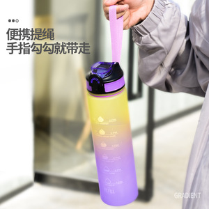 Bouteille d'eau sport Gradient 750 ml avec couvercle à ouverture rapide, gobelet portable en plastique avec paille pour les voyages et l'exercice - Product Image 4