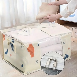 Clothing Organizer Storage Bag Rectangle Fabric With Heart Pattern For Bedroom Clothes And Quilt <b>Moving</b> Household Use - Product Image 1