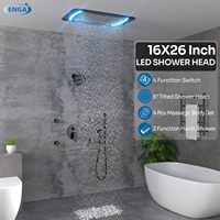 Système de douche Homedec avec deux douches, une douchette de 6 pouces, 4 jets de pulvérisation corporelle, robinet à main 2-en-1, lumière LED, noir mat