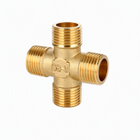Connecteur à quatre voies, connecteur en laiton, accessoire pour tuyau d'eau en cuivre