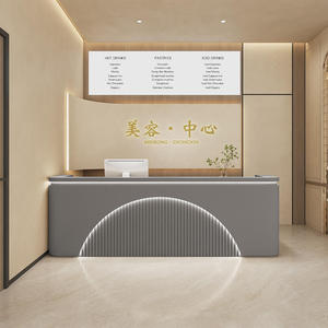 Mostrador de Recepción Moderno de Madera con LED de Lujo y Color Personalizable para Barbería, Salón de Belleza, Oficina, Edificio y Centro Comercial - Product Image 6