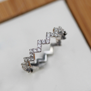 Ladies Fashion Simple Design Elegant Full Crystal Wave <strong>Ring</strong> Heart Hollow <strong>Stacked</strong> Girls Diamond <strong>Silver</strong> 925 Eternity <strong>Rings</strong> - Product Image 6