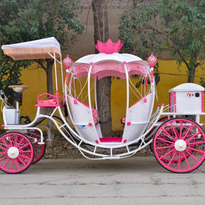 Carruaje de Caballos Eléctrico Blanco y Rosa, Precio de Fábrica, Carro de Paseo para Bodas, Carruaje Real - Product Image 1
