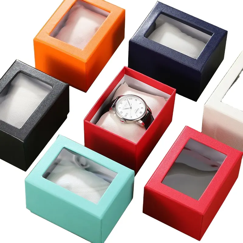 Коробка для часов, оптовая цена, высокое качество, крышка и базовый ящик для хранения с окошками и чехлами для часов