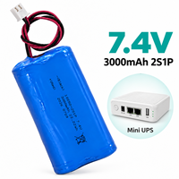 Paket Baterai Li-ion 7.4V 3000mAh 18650 2S1P Puncak 3C XH2.54-2P Berkabel untuk Mini UPS