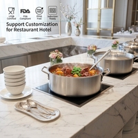 Marmites à soupe et à bouillon en aluminium de qualité commerciale, ensembles de marmites de cuisson, fond composite antiadhésif, couvercle de marmite, utilisation en restaurant