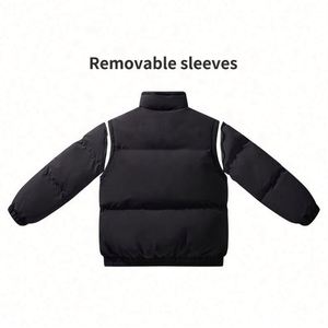 Veste matelassée sans manches pour homme, col montant, hiver, haute qualité, design personnalisé, 100% polyester, manches amovibles - Product Image 2