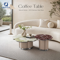 Ensemble de tables basses modernes de luxe en marbre naturel avec base en acier inoxydable 201 pour salon, hôtel, salle de séjour – Vente en gros directe usine sur mesure