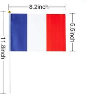 Petits drapeaux en gros 100% polyester, drapeau français à tenir à la main, logo personnalisé, 14*21cm, impression numérique de haute qualité, forme carrée