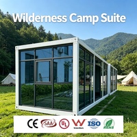 Pod de studio de yoga respirant, pliable et détachable, avec intérieur revêtu de bois, pour site de location de glamping en montagne et de retraite bien-être