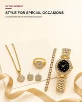 Ensemble de luxe 5 pièces pour femme : Montre et bijoux en zircon haute densité pour spectacle et souvenir