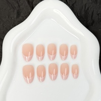 Nouveautés Y114 - Ensemble de faux ongles réutilisables Kaixin courts en forme d'amande, rose clair, style français, en ABS, à coller, 10 pièces