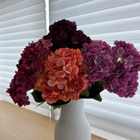Bunga Hydrangea Prancis Buatan Berkualitas Tinggi Lima Kepala Warna Burgundy 50 cm Terbuat dari Sutra Buatan untuk Dekorasi Pernikahan dan Rumah