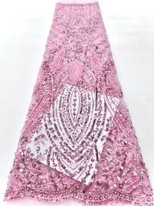 Tissu de dentelle africaine NI.AI Aso Ebi, tissu de dentelle élégant, vente en gros de dentelle à sequins et à perles - Product Image 3