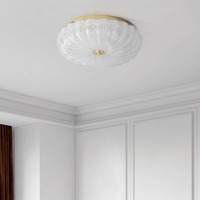 Lustre moderne de luxe en métal LED avec couvercle en verre, luminaire de plafond minimaliste à montage en surface, IP44 AC pour chambre à coucher, bureau