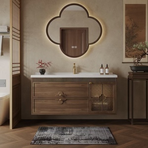BALOM Vintage Classic Style Bathroom Cabinet Large Capacity Wood Plywood Vanity with <b>Smart</b> <b>Mirror</b> and OEM Factory - Product Image 1