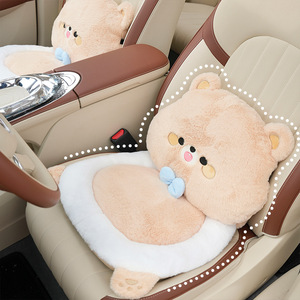 Hane Bear Car Seat Cushion U <b>Shape</b> Soft Sponge Anti Slip Four Seasons Lumbar Support Decorative Pillow - Product Image 2