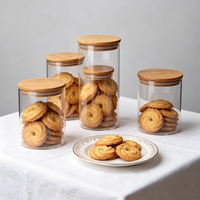 Contenants de stockage en verre écologiques multi-tailles pour épices, grains de café, noix, thé, biscuits, avec couvercles en bambou pour aliments