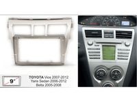 Kit d'installation de panneau de garniture de tableau de bord pour autoradio 9 pouces, adaptateur de réaménagement d'autoradio compatible avec Toyota Vios Yaris Sedan Belta