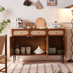 Armoire en bois, <span class=keywords><strong>buffet</strong></span> avec tiroir pour la chambre à coucher, meuble de rangement, <span class=keywords><strong>buffet</strong></span> au sol, placard en osier cannelé avec portes - Product Image 3