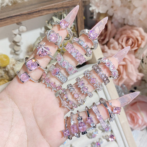 Neue Super Feenhafte Prinzessin Rosa Edelstein-Ringserie S925 Reines Silber Funkelnder Diamant Funkelndes Stern-Design Offener Ring - Product Image 4