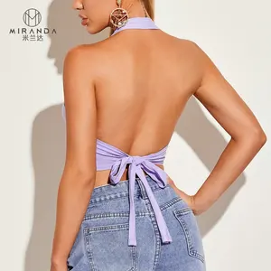 कस्टम महिलाओं सेक्सी बंधे Backless फसल लगाम शीर्ष आकस्मिक फिट टैंक टॉप