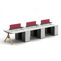 Bureau de travail modulaire extensible moderne pour 6 personnes, mobilier en bois pour espace ouvert et coworking, idéal pour le personnel de bureau