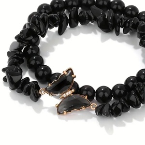 2 Breloques Papillon en Cristal pour Bracelet, Perles de Quartz Rose et Obsidienne Naturelles, Bracelets Anti-Anxiété, Cadeau - Product Image 6