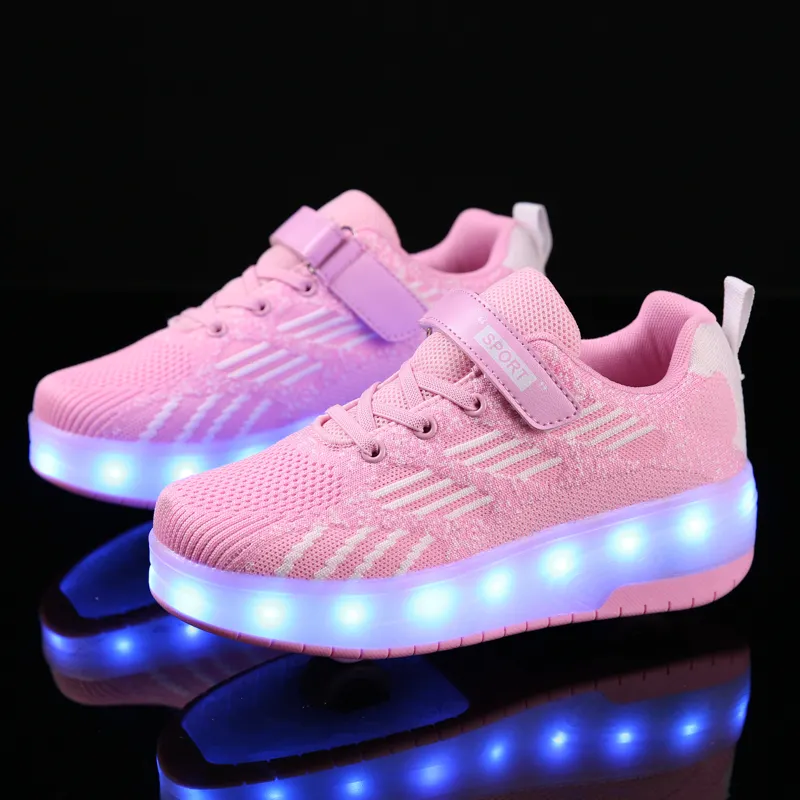 Nouveau design de chaussures à roulettes lumineuses avec deux roues pour la vente en gros