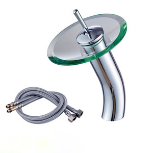 Grifo de inodoro de vidrio de cascada de parque de acero inoxidable, grifos de baño, grifo de cascada, grifo de lavabo de cara de cascada única - Product Image 1