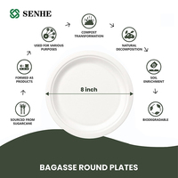 Assiettes rondes jetables biodégradables en bagasse certifiées FDA de grande qualité pour restaurants et hôtels