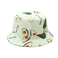 Groothandel Zomer Reversibele Bucket Hats Unisex Digitaal Geprint Polyester Fruitpatroon Buitenreizen Wandel Vissershoed