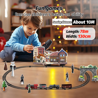 Train télécommandé avec scène en carton, fumée électrique, ensemble de train de Noël pour enfants, cadeau, piste à assembler, lumières musicales, jouet de train RC