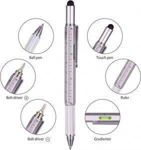 6 in 1 Multifunctional Tool Heavy Metal Ballpoint <b>Pen</b> With Level and Screwdrivers Customized logo Universal Stylus <b>Pen</b> - Product Image 2