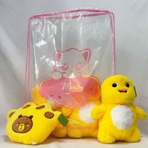 Custom Logo <b>Large</b> Capacity Clear Bear Plush Toy Doll PE Transparent Drawstring Backpack Reusable and Resealable for <b>Pillow</b> Use - Product Image 5