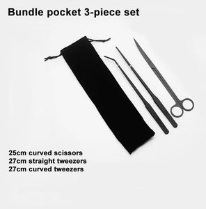 Anti-roest zwarte coating 6-<span class=keywords><strong>in</strong></span>-<span class=keywords><strong>1</strong></span> aquariumgereedschapset aquariumschaar pincet platte zandschep zwarte kleur - Product Image 2